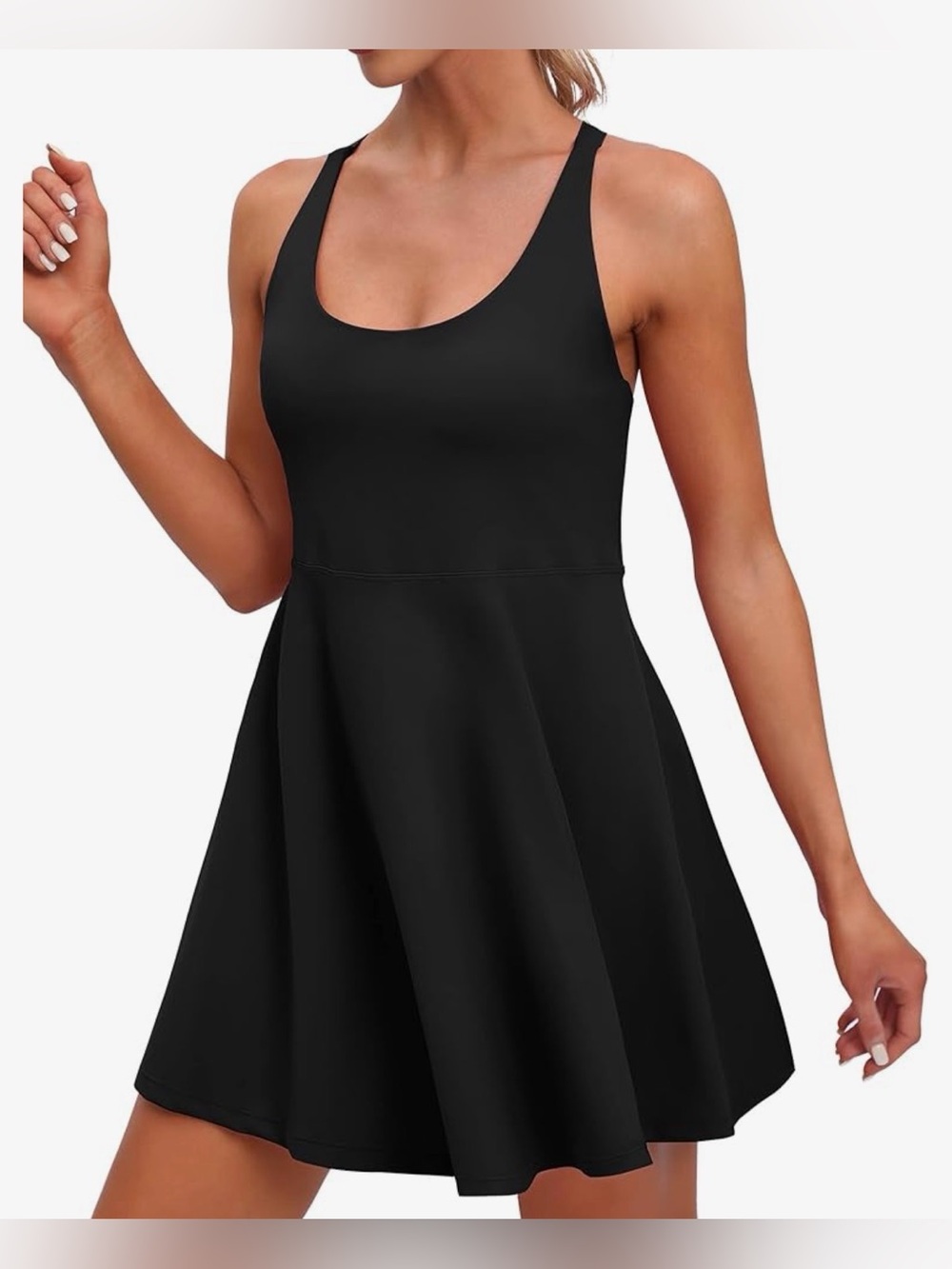 IUGA Women's Black 2-in-1 Tennis Dress w/ Built-In Shorts, M, Nylon/ Spandex NEW
